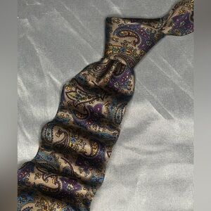 Men’s Burberry London Vintage Brown Purple Blue Silk Necktie Designer Tie